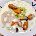 白菜とウィンナーの豆乳スープ